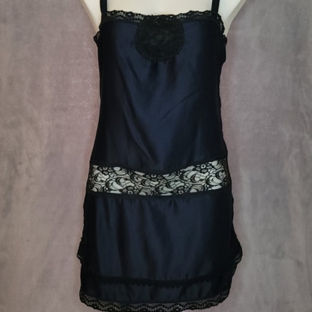 Intimately Free People Lace Slip Dress Navy/Blk S